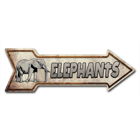 Signmission Elephants Arrow Decal Funny Home Decor 24in Wide D-A-8-999882